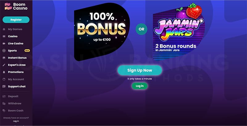 Boom casino welcome offer selection