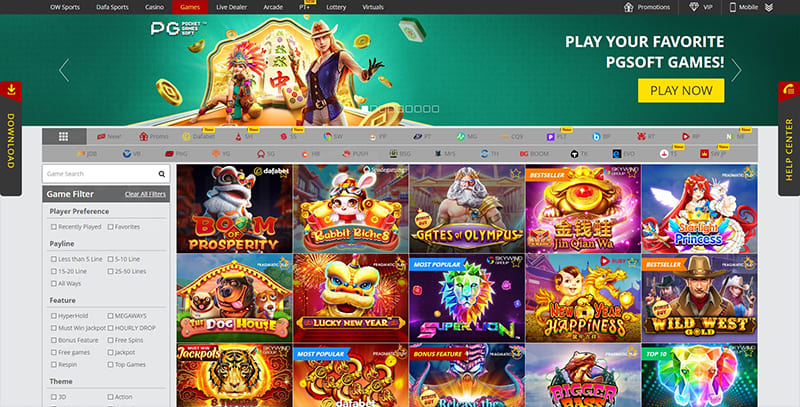 Dafabet casino selection of slot games