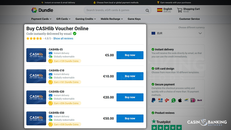 Pick the voucher denomination and pay