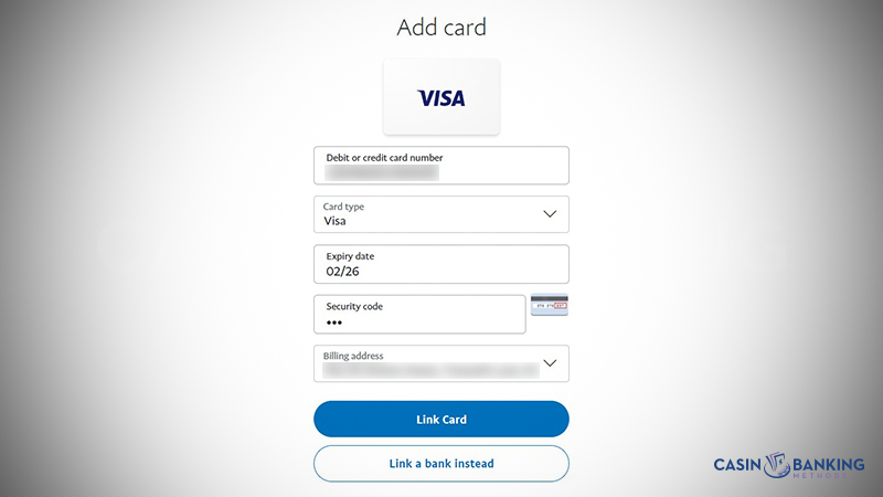 Enter credit/debit card details