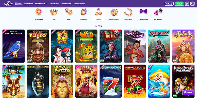 Slots Palace casino video slots selection